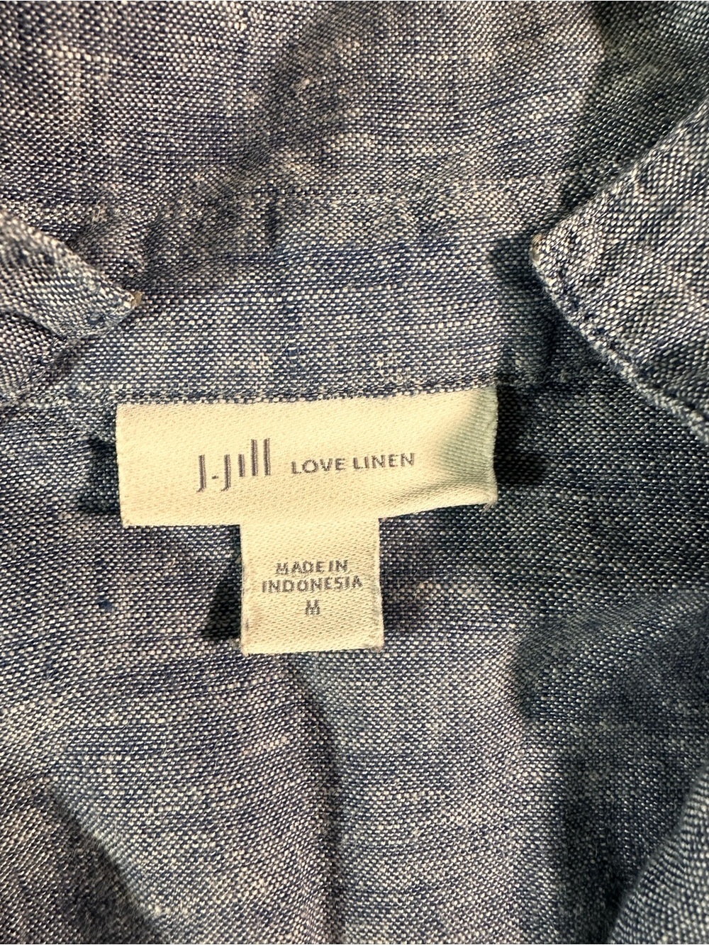 J. Jill Love Linen Blue Chambray Popover Tunic Top Medium - Picture 7 of 9